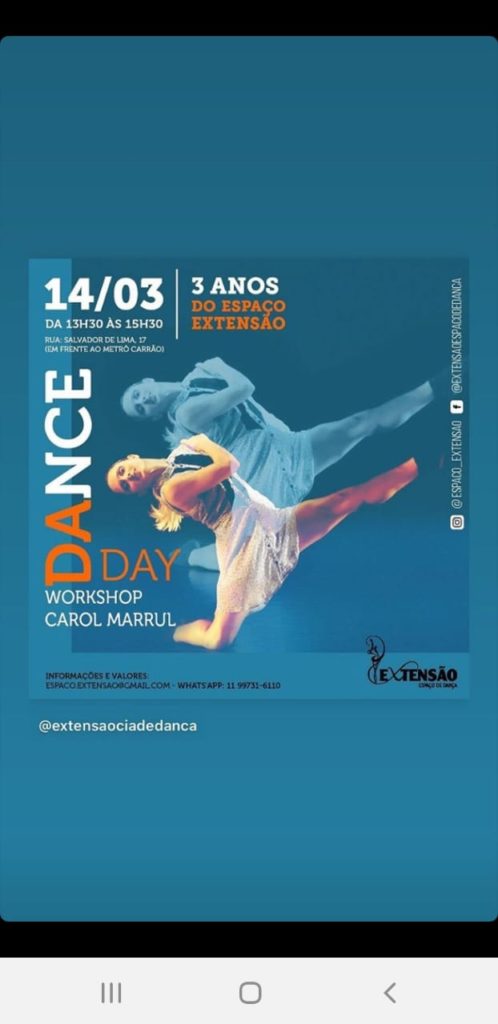 Carol Marrul participa do WORKSHOP DANCE DAY