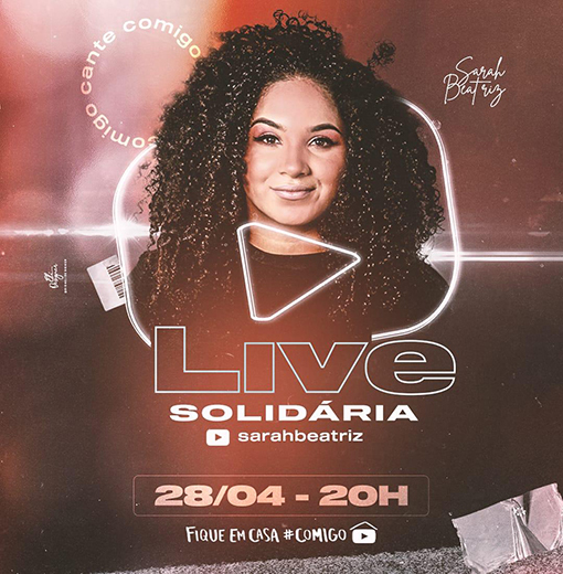 Sarah Beatriz realiza live solidária nesta terça-feira